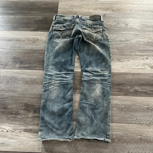 Salvage Denim - Salvage Buckle Blue Mid Wash Womens 32 Faded McBling Boot Cut Jeans